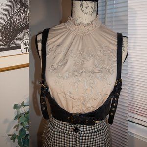 Black Leather Free People Rebel Harness Size Large Copper Hardware